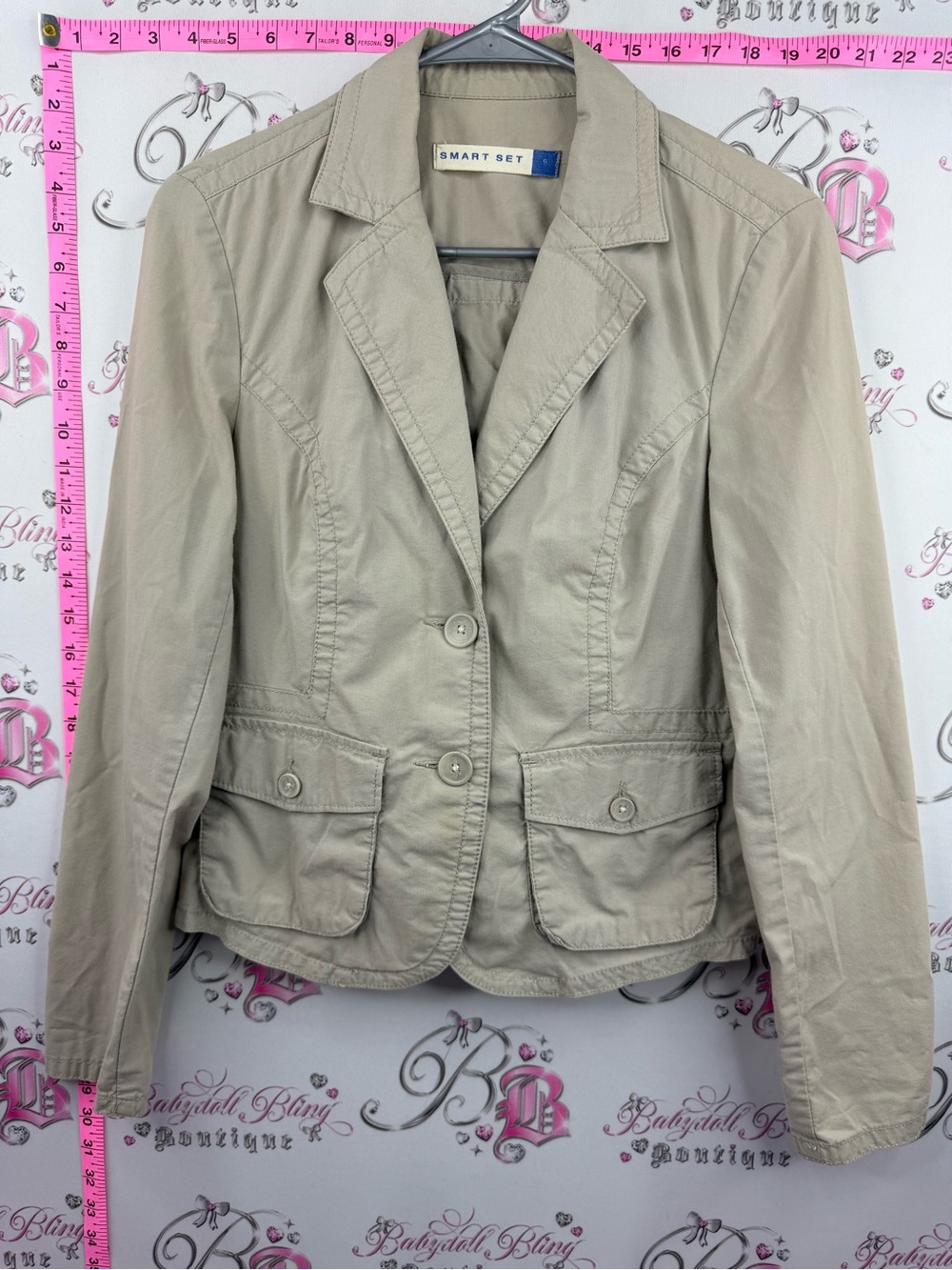 Smart Set jacket blazer cargo Beige Women's Two-Button Tailored Blazer